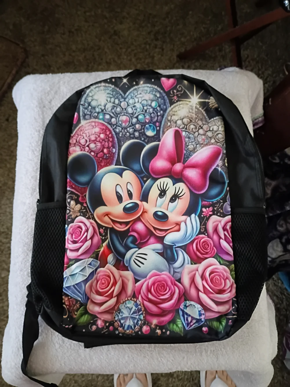 Disney Kids Backpack with Minnie & Mickey Pink Accents